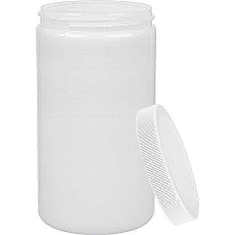 Maven Plastics 32 oz 1 Qt Natural HDPE Wide-Mouth Jar with 89-400 White Ribbed Cap and Chemical Resistant PP Liner PerigeeDirect