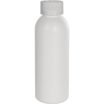 Maven Plastics 2 oz. White HDPE Cosmo Single Bottle with 20/410 White Ribbed CRC Cap with F217 Liner PerigeeDirect