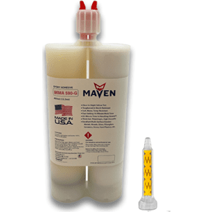 Maven MMA 590 - Slow Set 90-110 minutes MMA Marine-Optimized Adhesive - Thick/High Viscosity Black or White 1:1 ratio PerigeeDirect