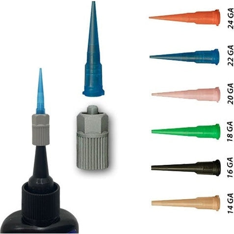 Plastic Dispensing Tip Kit for UV Adhesive Bottles Plastic Taper Tips + Luer-Lock Adapter Variety Packs - Plastic 1.25-Inch 14, 16, 18, 20, 22-Gauge PerigeeDirect