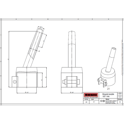 Leister Hot Jet S Round Angled Tublar Nozzle aka Pencil Tip 107.144 PerigeeDirect