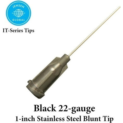 Jensen Industrial Dispensing Tips Push-On & Luer-Lock Family - Steel 1-Inch Black 22-Gauge PerigeeDirect