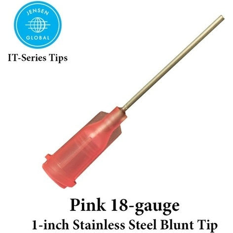 Jensen Industrial Dispensing Tips Push-On & Luer-Lock Family - Steel 1-Inch Pink 18-Gauge PerigeeDirect